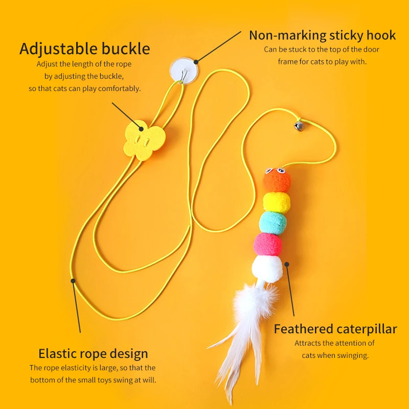 Juguete interactivo para gatos, juguete de simulación colgante para gatos, divertido juguete interactivo autohéroe para gatitos, varita de juguete, suministros para gatos