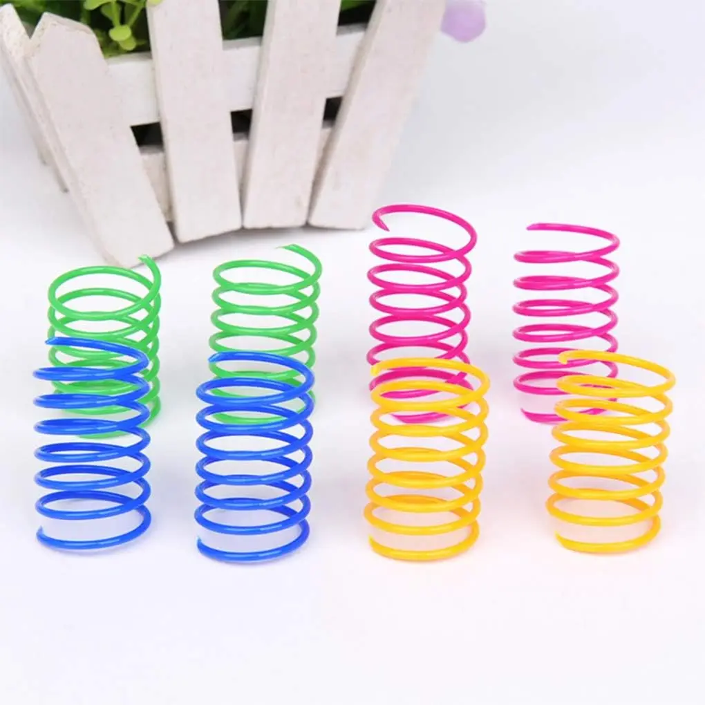 4/200 Uds. Juguete de resorte para gatos, juguetes en espiral para gatos interactivos para gatos coloridos de interior, bobina de resortes de plástico para caza de gatitos, hinchazón
