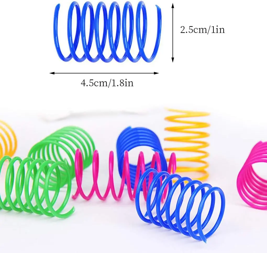 4/200 Uds. Juguete de resorte para gatos, juguetes en espiral para gatos interactivos para gatos coloridos de interior, bobina de resortes de plástico para caza de gatitos, hinchazón