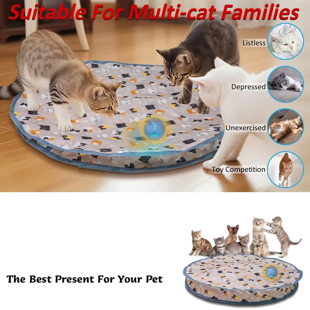 Juguetes interactivos inteligentes para gatos, pelota rodante rápida en bolsa, juguete para ocultar y buscar gatitos, juguete interactivo para gatos activado por movimiento para interiores