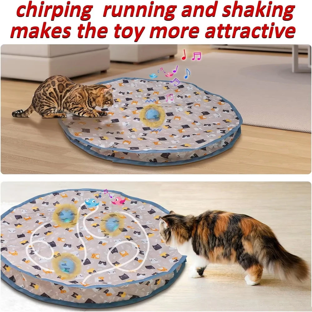 Juguetes interactivos inteligentes para gatos, pelota rodante rápida en bolsa, juguete para ocultar y buscar gatitos, juguete interactivo para gatos activado por movimiento para interiores