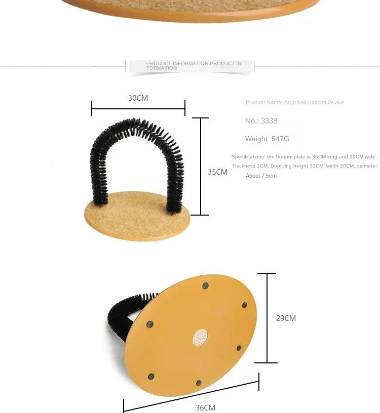 Juguete para gatos arco auto Groome Pamper Felino con masaje cepillo para frotar con almohadilla para rascar juguetes interactivos para gatos