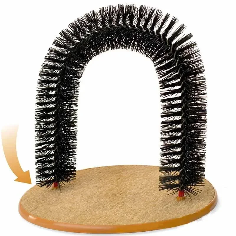Juguete para gatos arco auto Groome Pamper Felino con masaje cepillo para frotar con almohadilla para rascar juguetes interactivos para gatos