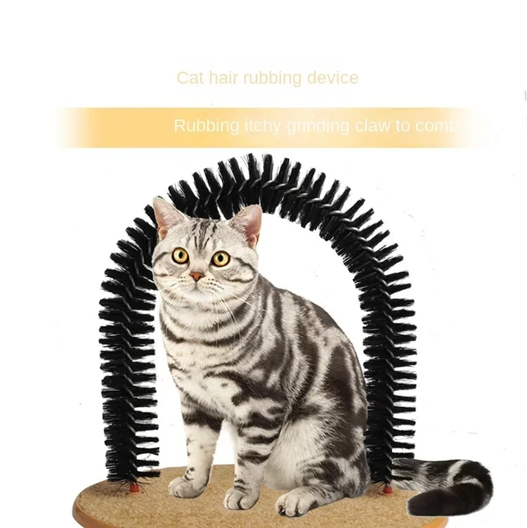 Juguete para gatos arco auto Groome Pamper Felino con masaje cepillo para frotar con almohadilla para rascar juguetes interactivos para gatos