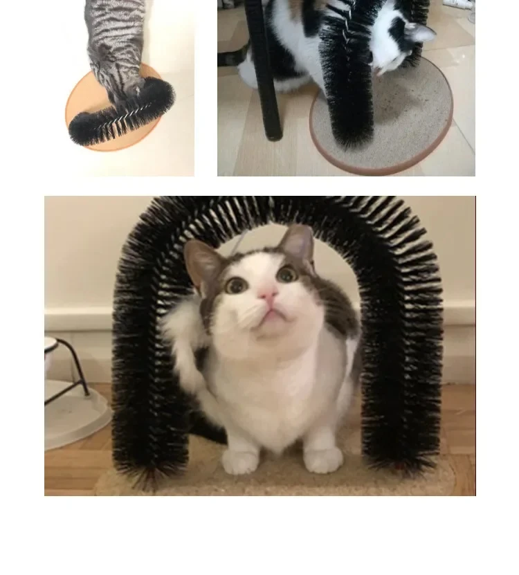 Juguete para gatos arco auto Groome Pamper Felino con masaje cepillo para frotar con almohadilla para rascar juguetes interactivos para gatos
