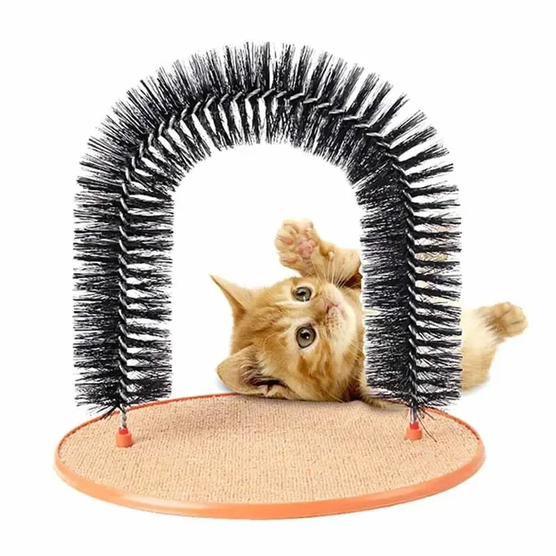 Juguete para gatos arco auto Groome Pamper Felino con masaje cepillo para frotar con almohadilla para rascar juguetes interactivos para gatos