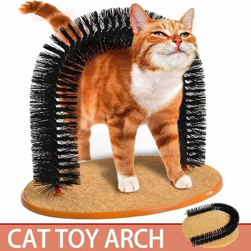 Juguete para gatos arco auto Groome Pamper Felino con masaje cepillo para frotar con almohadilla para rascar juguetes interactivos para gatos