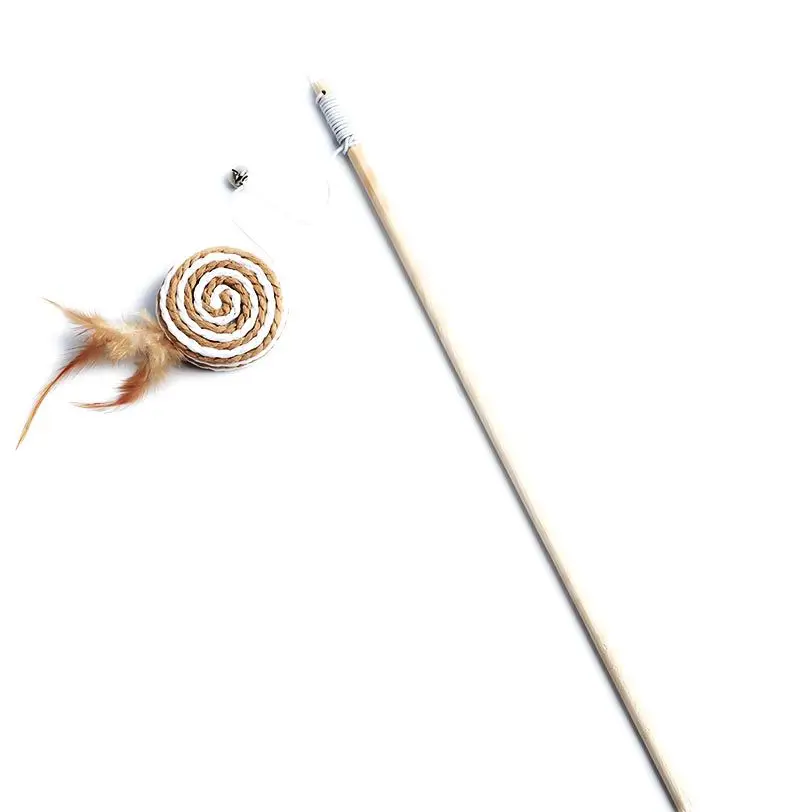 1 unidad de juguetes de plumas Teaser, varita colorida divertida para gatito, varita para gato, juguetes de madera para mascotas, palo interactivo, suministros para Gato