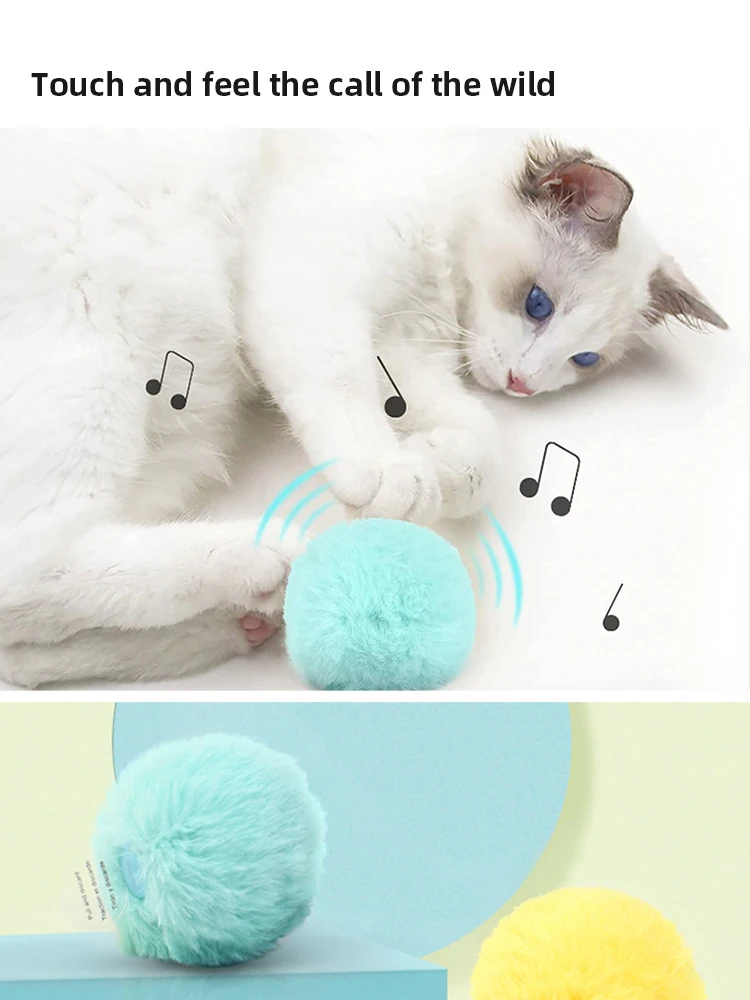 Pelota interactiva, juguetes inteligentes para gatos, juguete de entrenamiento eléctrico de felpa con hierba gatera, producto para mascotas con sonido táctil, pelota de juguete con chirrido