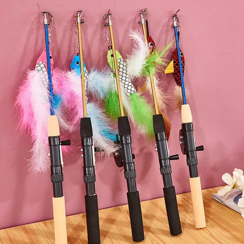Juguete retráctil para gatos, tipo pez, plumas telescópicas, divertido palo para gatos, juguete para mascotas, varillas para gatos, caña de pescar de simulación Juguete retráctil para gatos, tipo pez, plumas telescópicas, divertido palo para gatos, juguete para mascotas, varillas para gatos, caña de pescar de simulación