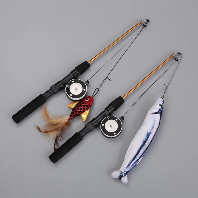 Juguete retráctil para gatos, tipo pez, plumas telescópicas, divertido palo para gatos, juguete para mascotas, varillas para gatos, caña de pescar de simulación Juguete retráctil para gatos, tipo pez, plumas telescópicas, divertido palo para gatos, juguete para mascotas, varillas para gatos, caña de pescar de simulación