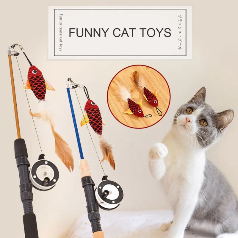 Juguete retráctil para gatos, tipo pez, plumas telescópicas, divertido palo para gatos, juguete para mascotas, varillas para gatos, caña de pescar de simulación Juguete retráctil para gatos, tipo pez, plumas telescópicas, divertido palo para gatos, juguete para mascotas, varillas para gatos, caña de pescar de simulación