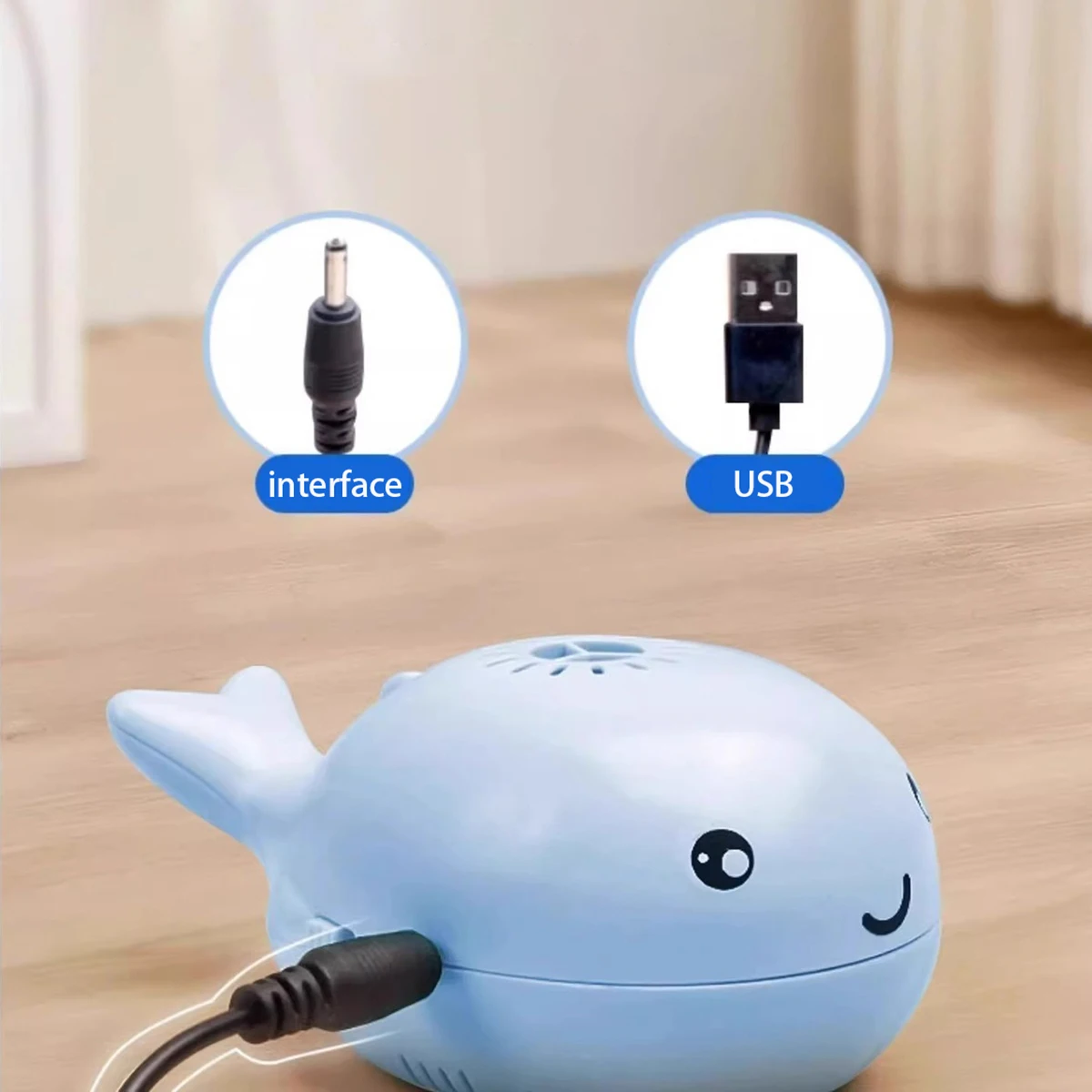 Juguetes interactivos para gatos, pelota flotante de chorro eléctrico, juguete para gatos en forma de ballena, ventilador portátil USB de doble función, juguete para mascotas para Teaser