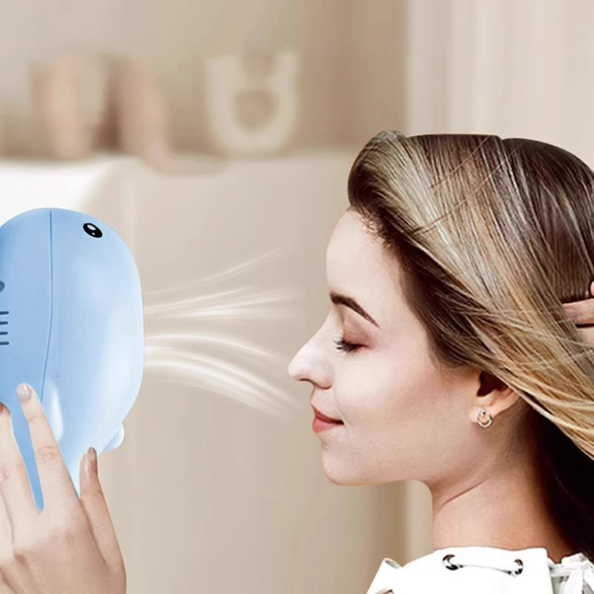 Juguetes interactivos para gatos, pelota flotante de chorro eléctrico, juguete para gatos en forma de ballena, ventilador portátil USB de doble función, juguete para mascotas para Teaser