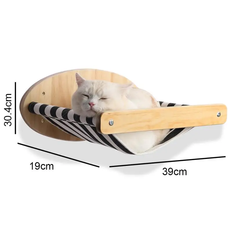 Estantes para gatos montados en la pared, poste rascador para plataforma de salto para gatos y hamaca para gatos, escalera de cuerda, muebles de madera para pared, 1 ud.