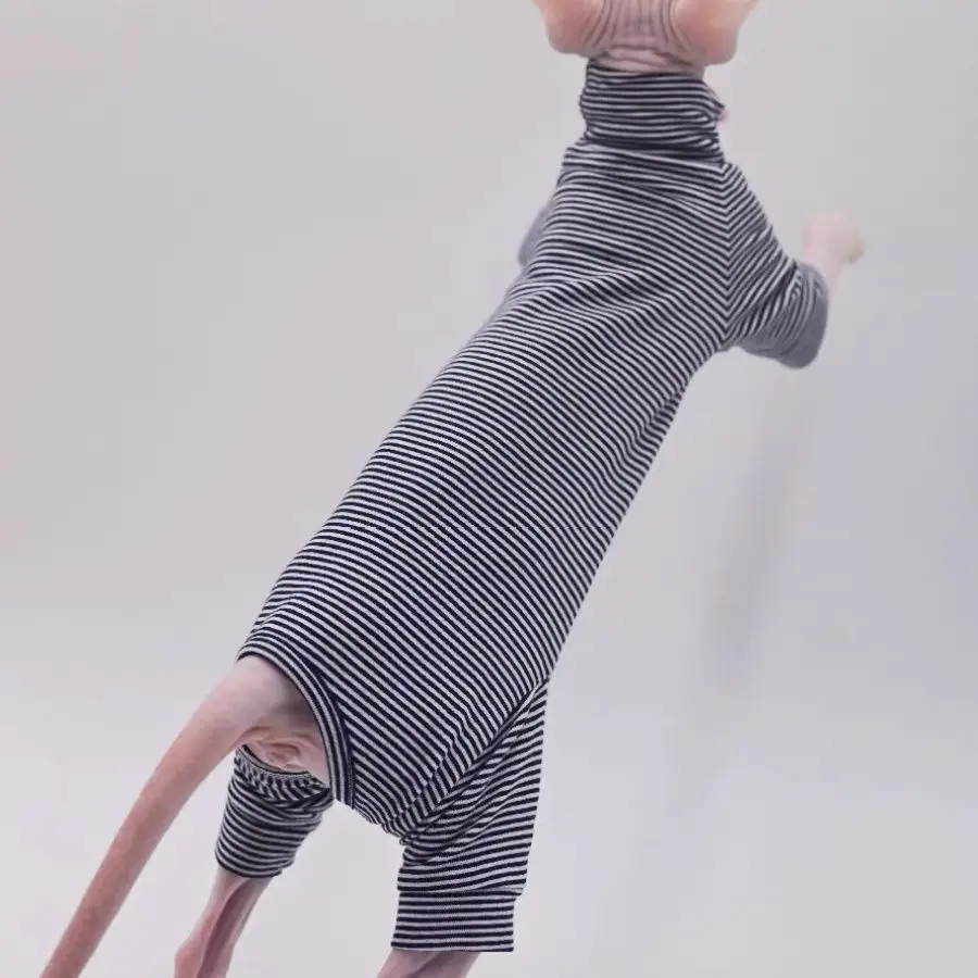 Sphynx ropa para gatos ocio raya 4 patas algodón cómodo sin pelo trajes para gatos suave invierno cálido Devon Kornish ropa para gatos