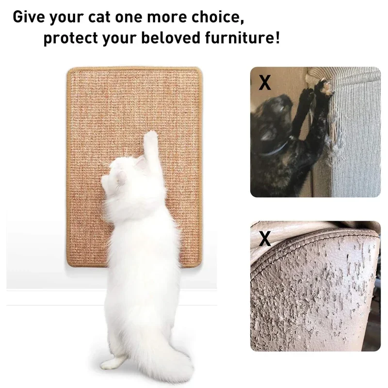 Estera rascadora de Sisal Natural para gatos, esteras para rascar gatos, alfombra Horizontal para rascar el suelo del gato, protege el sofá y las alfombras