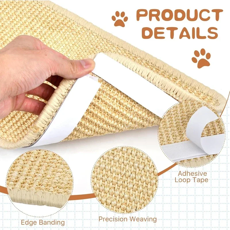 Estera rascadora de Sisal Natural para gatos, esteras para rascar gatos, alfombra Horizontal para rascar el suelo del gato, protege el sofá y las alfombras